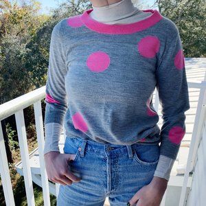 Grey and Pink Polkadot J. Crew Pullover Sweater